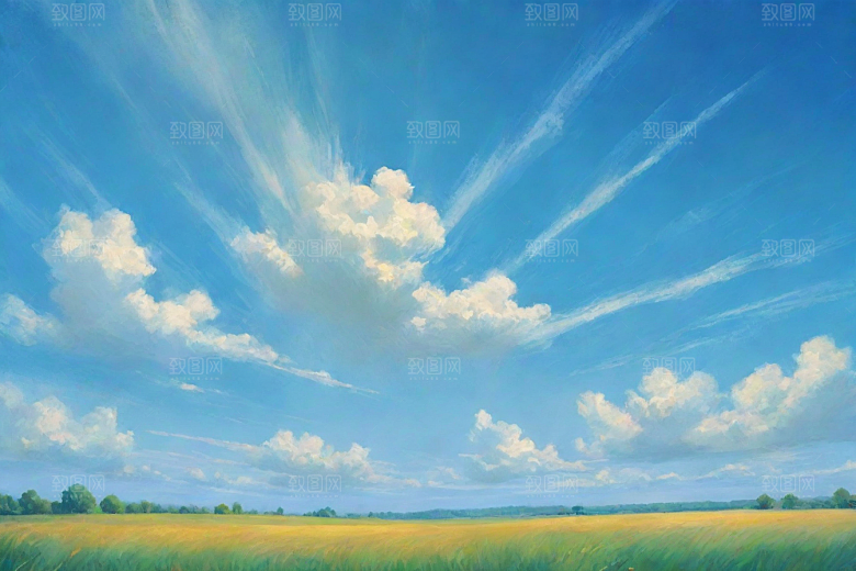 明亮蓝天下的青青草地