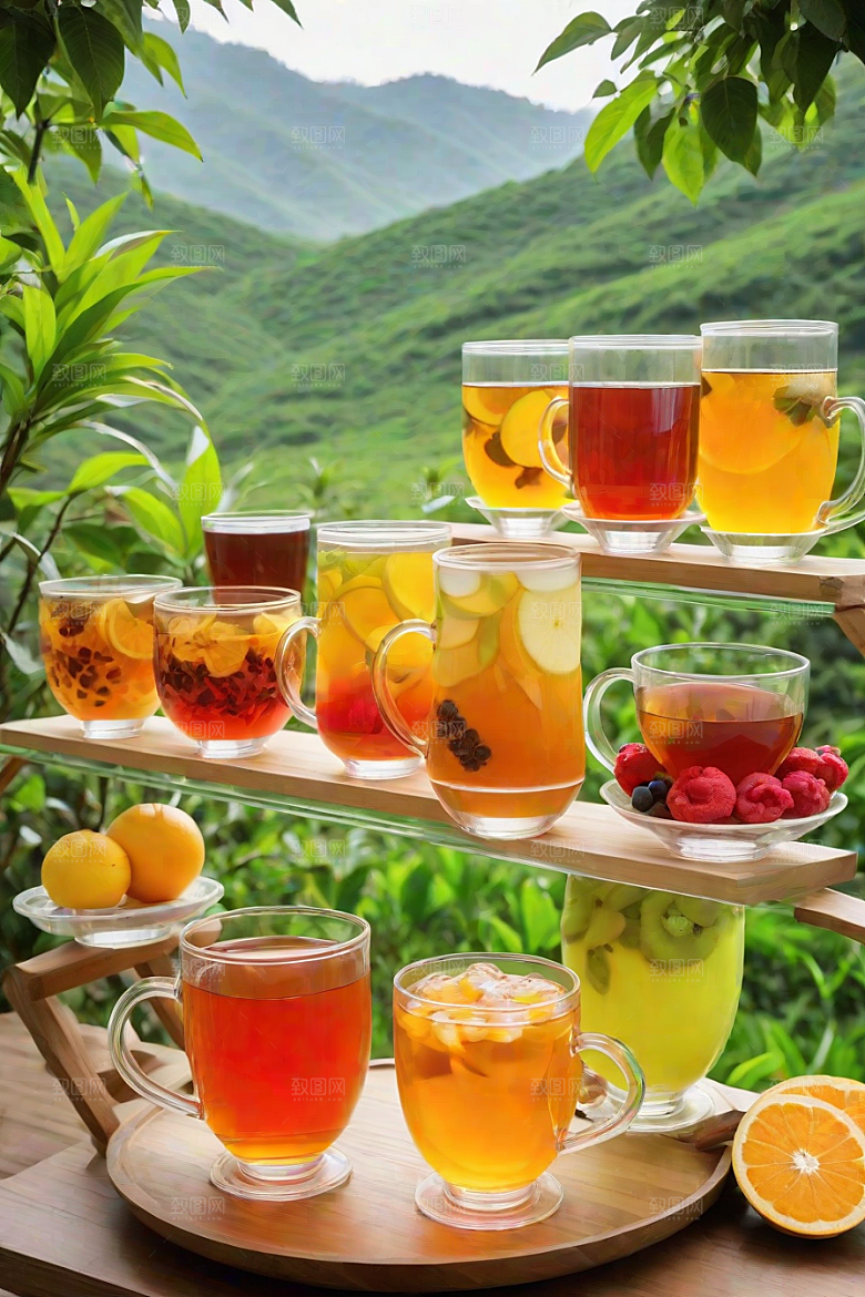 多样风格的水果茶杯图案