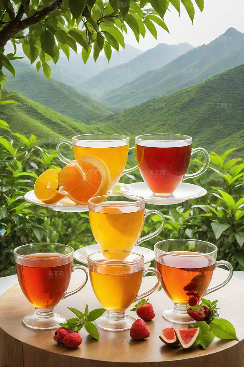 水果茶的诱人色彩图案