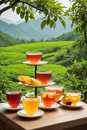 水果茶的诱人色彩图案