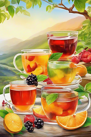 水果茶的诱人色彩图案