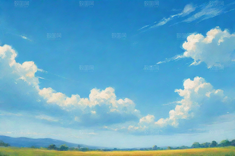 明亮蓝天下的青青草地