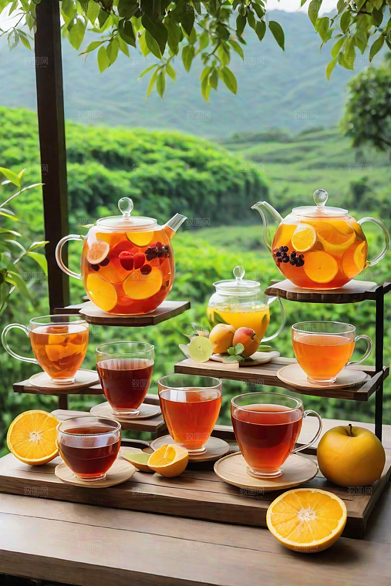 水果茶的绚丽魅力图案