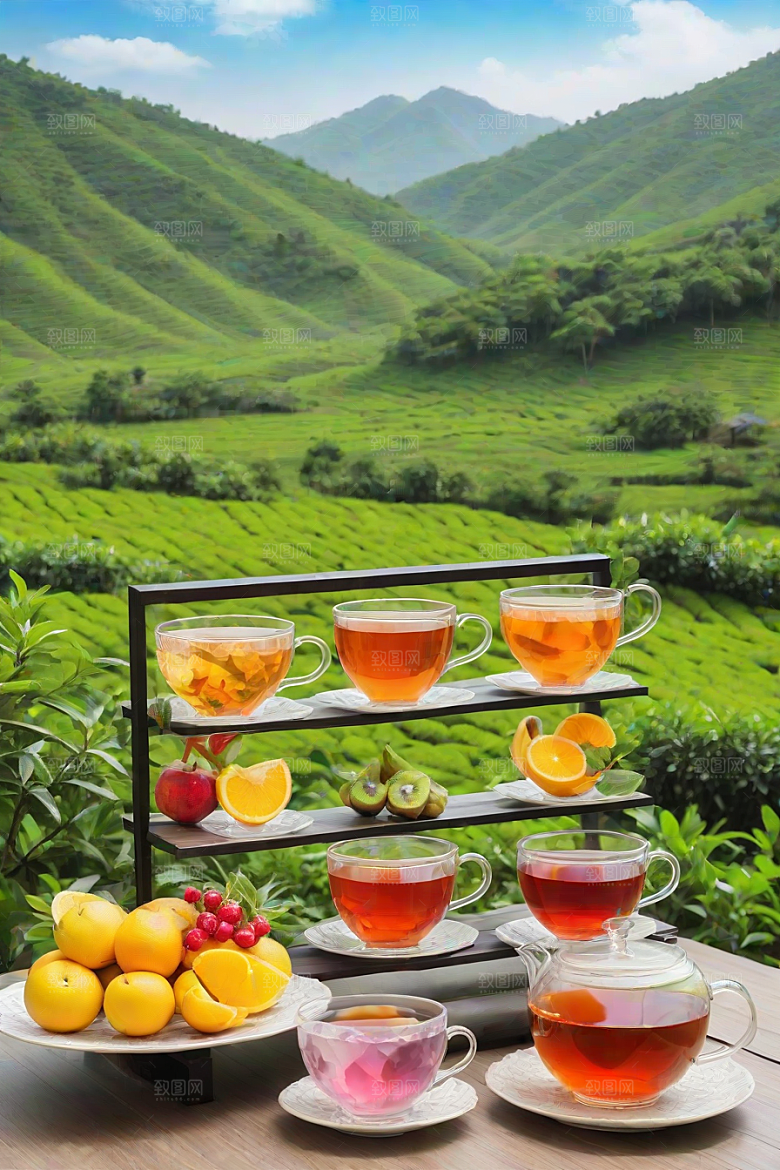 水果茶的绚丽魅力图案
