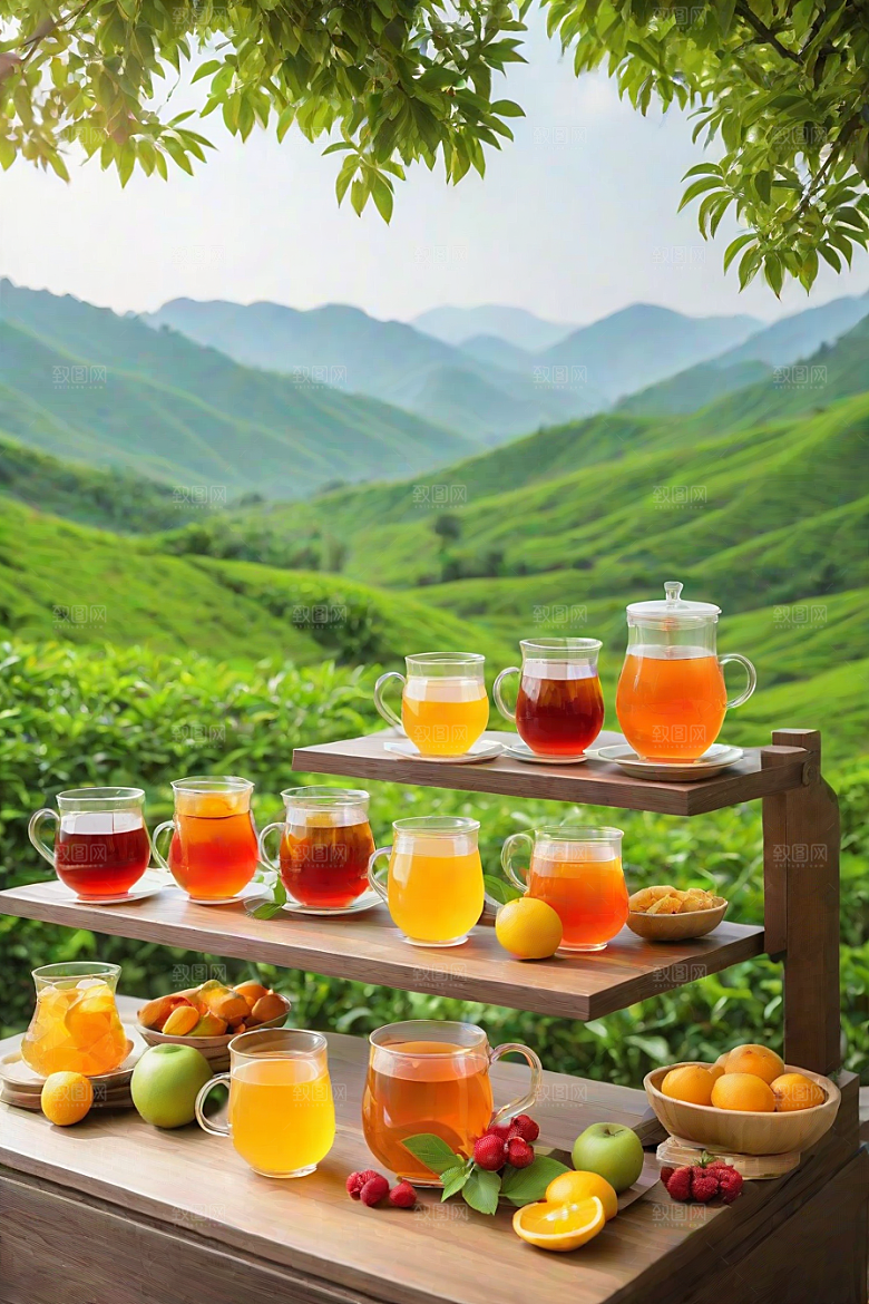 水果茶的绚丽魅力图案