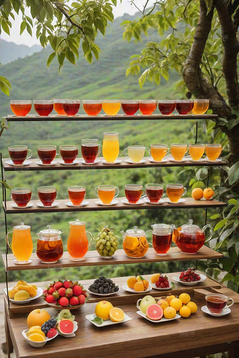 水果茶的绚丽魅力图案