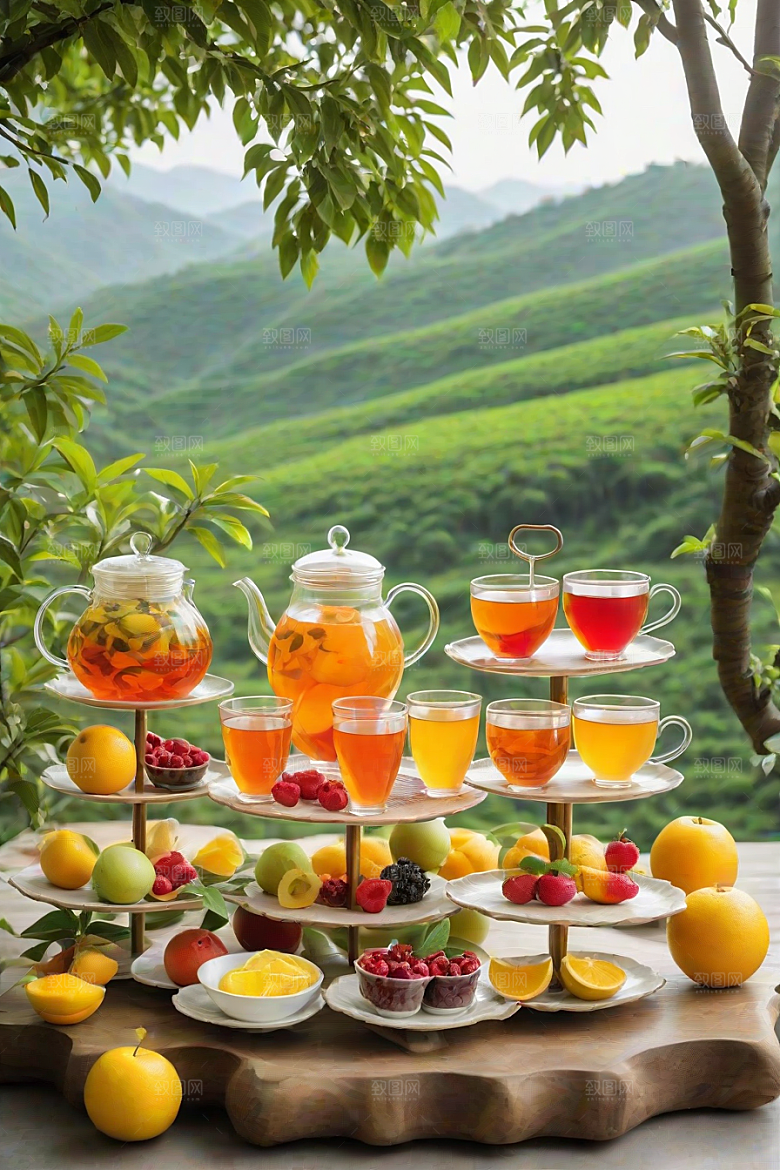 水果茶的绚丽魅力图案
