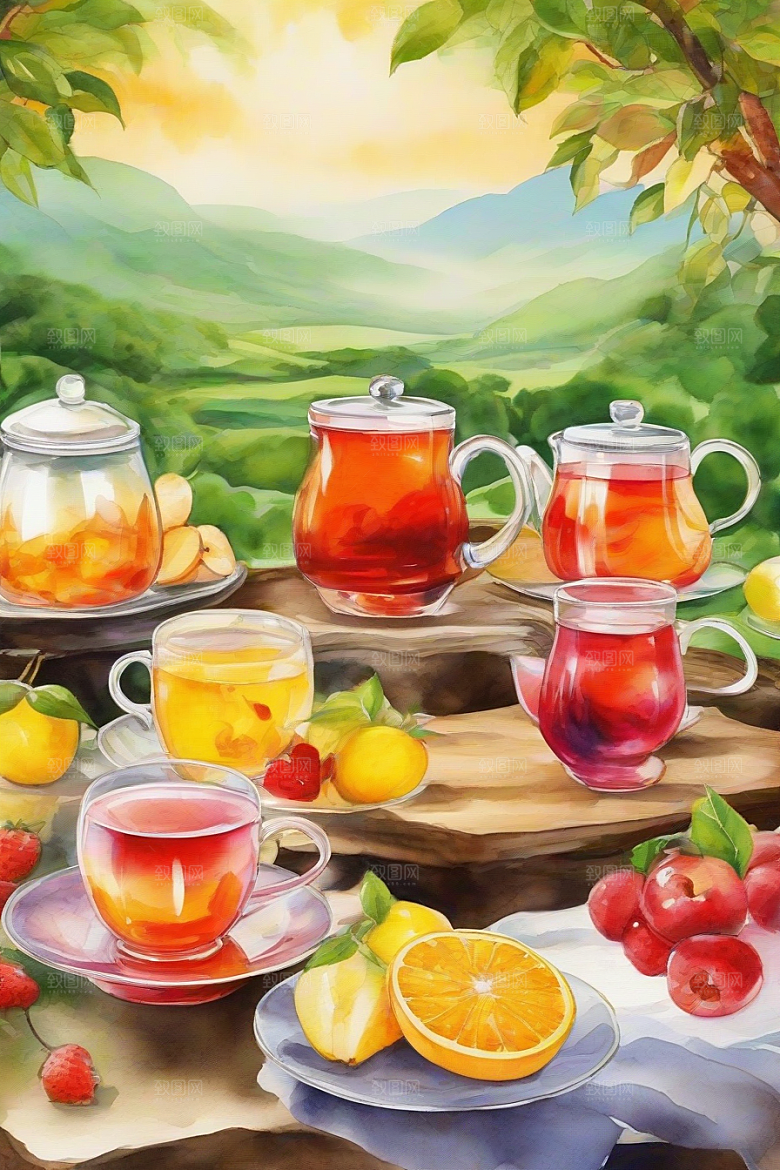 水果茶的绚丽魅力图案