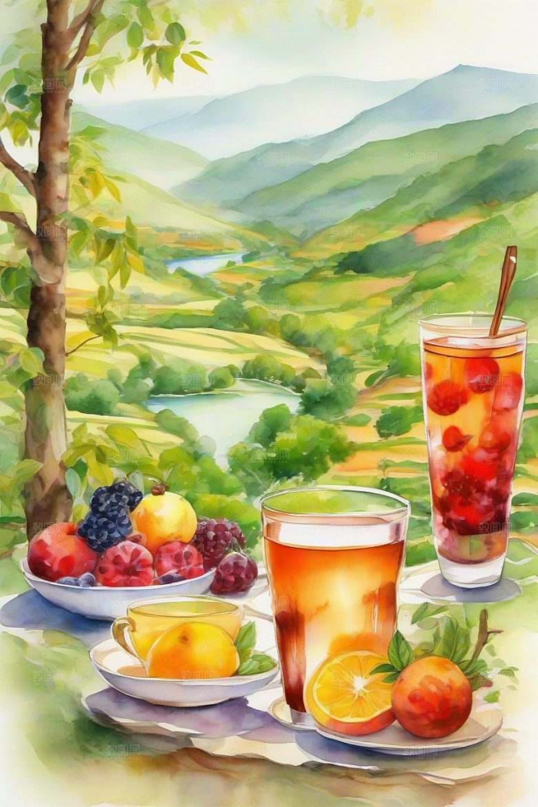 水果茶的绚丽魅力图案