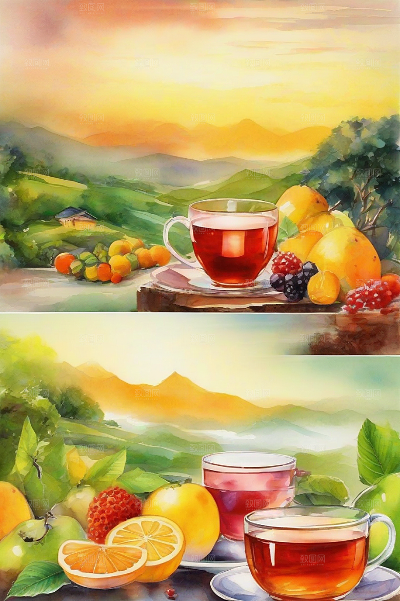 水果茶的绚丽魅力图案