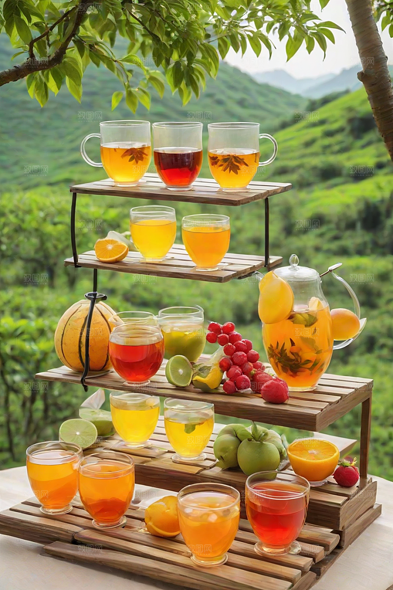 水果茶的绚丽魅力图案