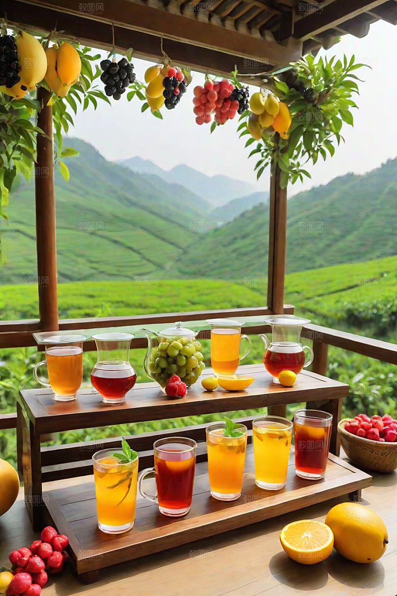 水果茶的多样风情图案
