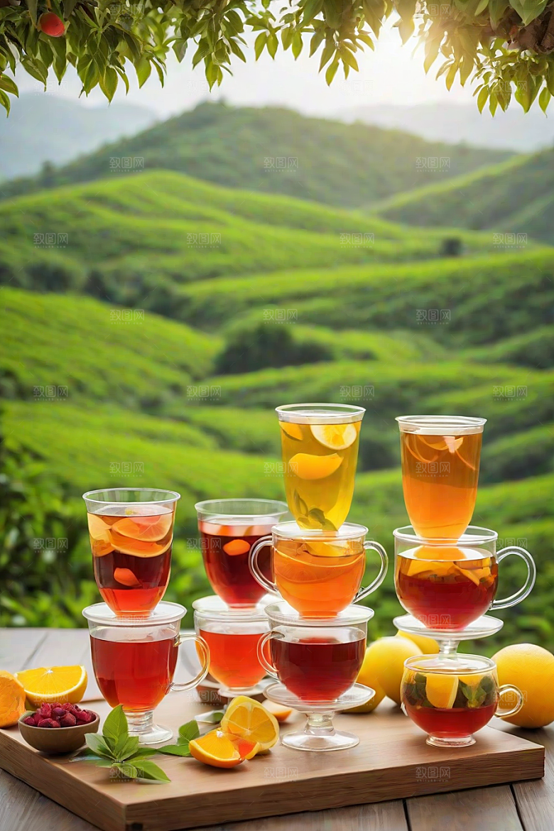 水果茶的多样风情图案