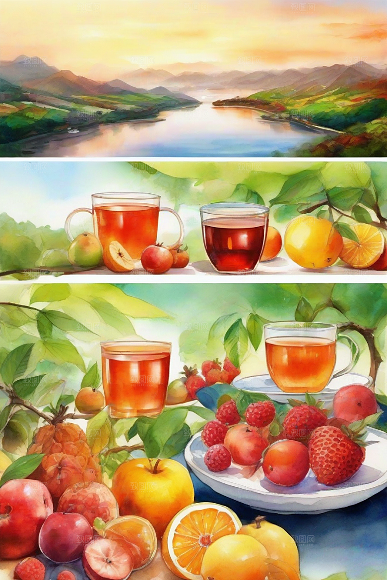 水果茶的多样风情图案