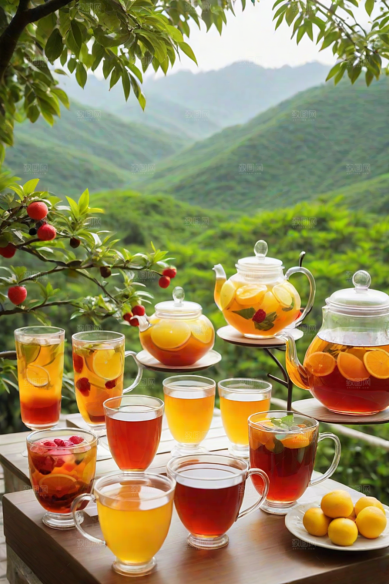 水果茶的多样风情图案