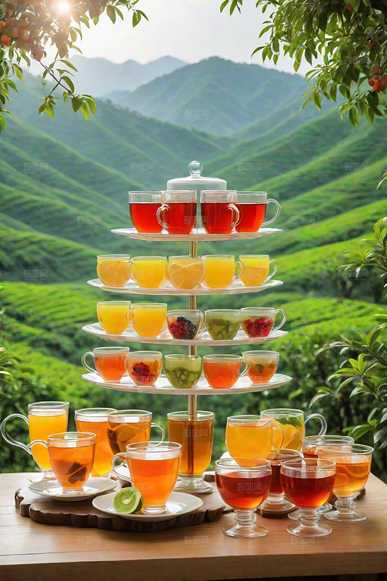 水果茶的明亮自然图案