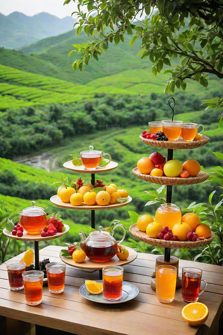 水果茶的明亮自然图案
