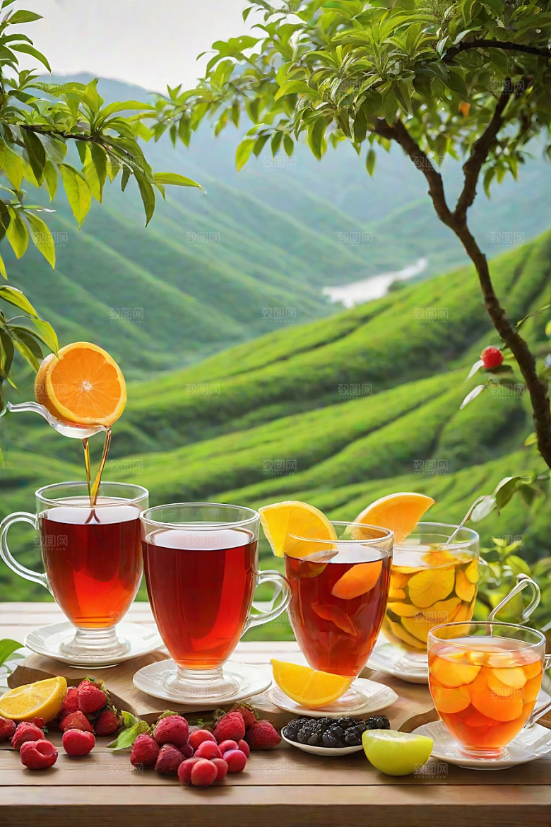 水果茶的明亮自然图案