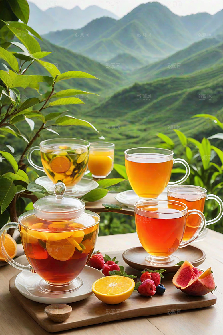 水果茶的明亮自然图案