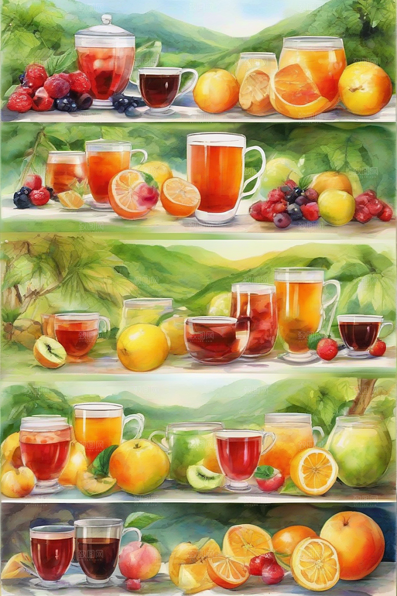 水果茶的明亮自然图案