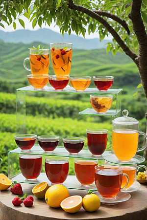 水果茶的明亮自然风景图案