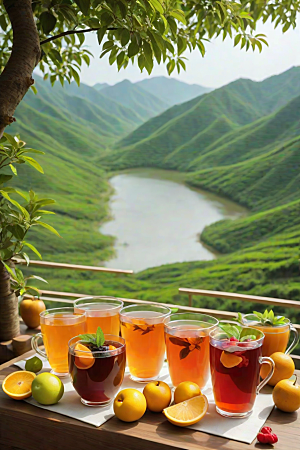 水果茶的明亮自然风景图案