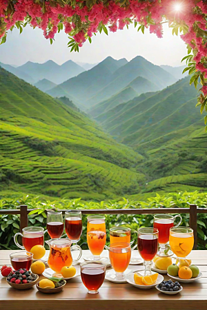 水果茶的明亮自然风景图案