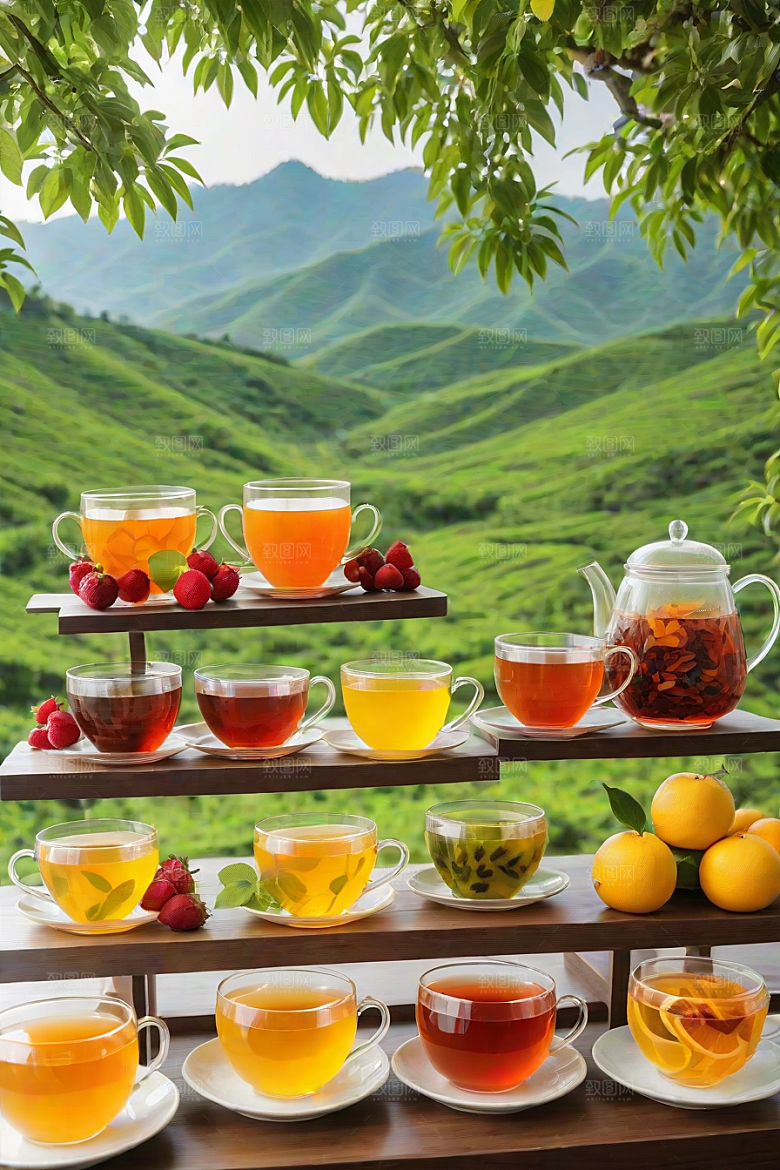 水果茶的明亮色彩图案