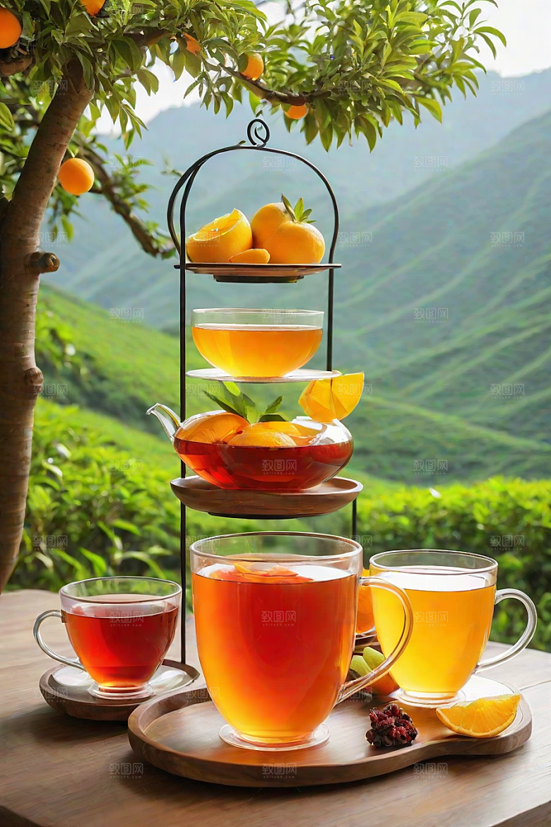 水果茶的明亮色彩图案