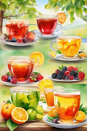 多样风格的水果茶杯图案