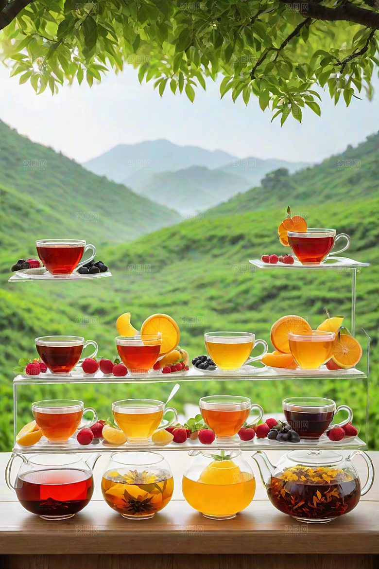 多样风格的水果茶杯图案
