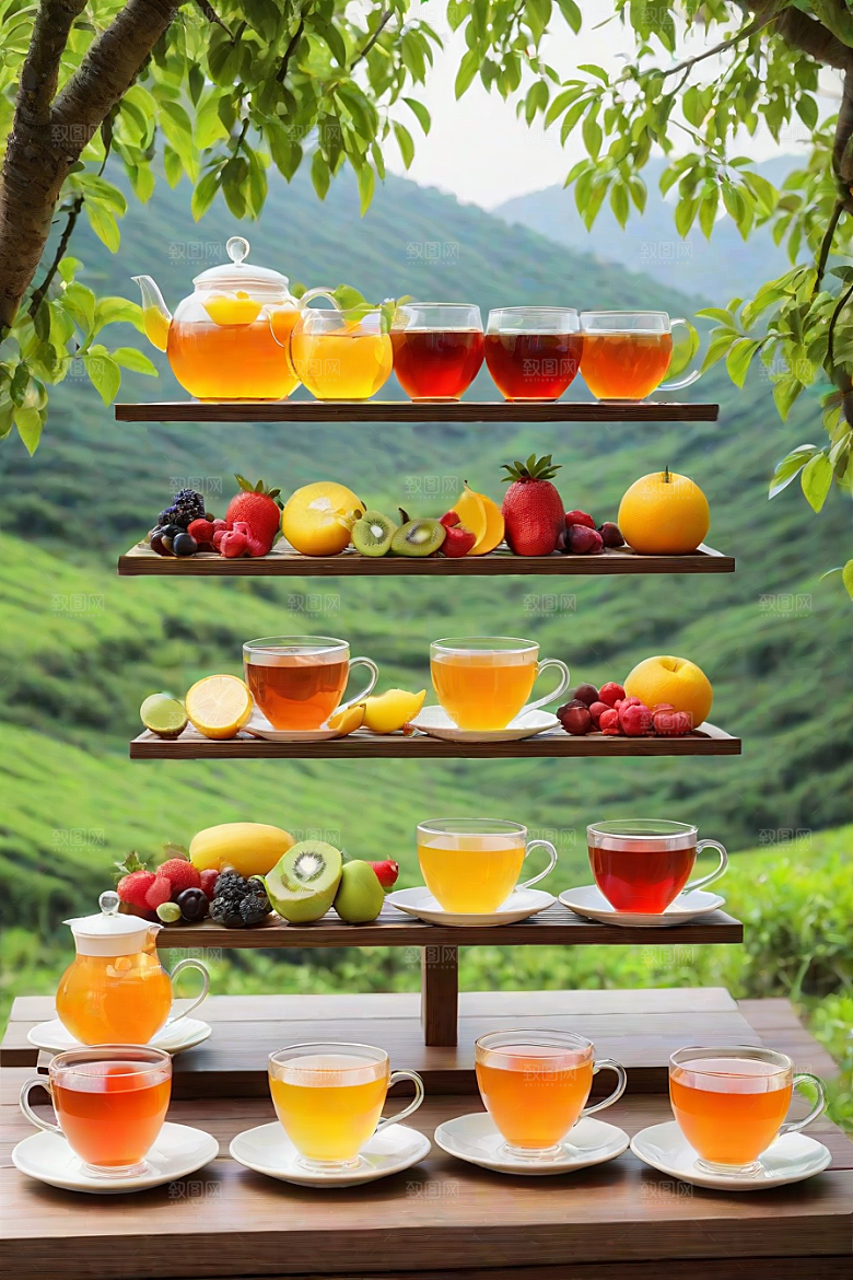 多样风格的水果茶杯图案