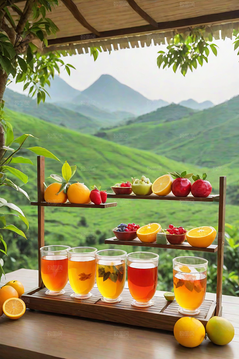 多样风格的水果茶杯图案