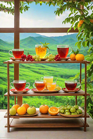 水果茶的诱人色彩图案