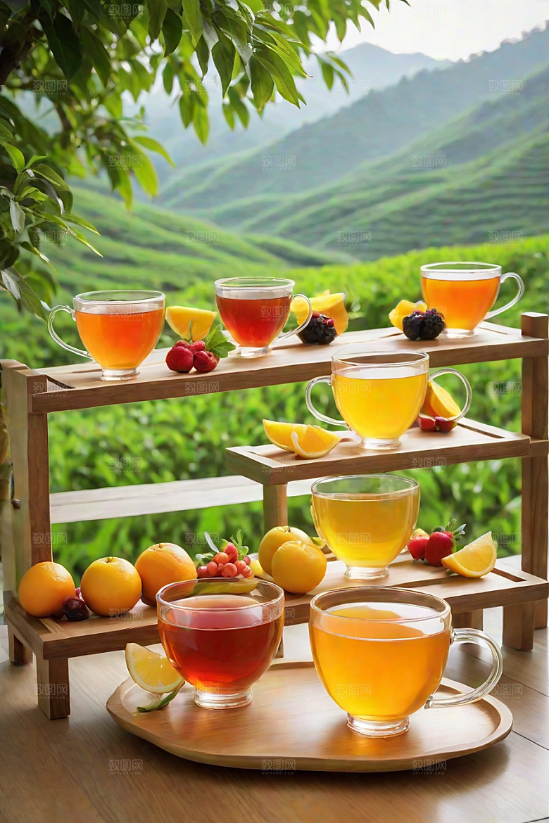 水果茶的诱人色彩图案