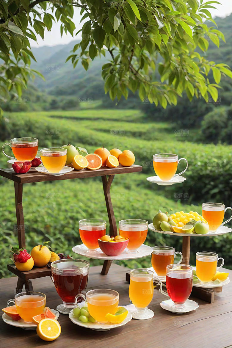 水果茶的诱人色彩图案