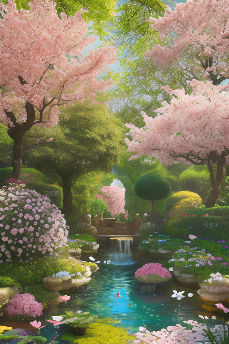 自然和谐花园绚丽盛景
