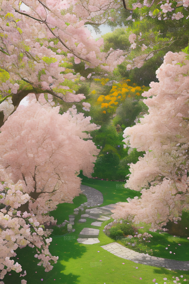 花园之美绚丽花朵与和谐自然