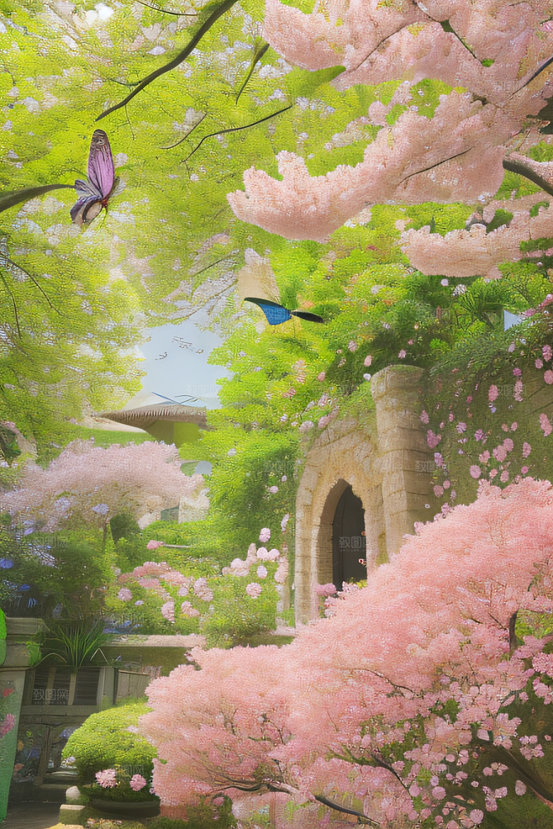 花园之美绚丽花朵与和谐自然