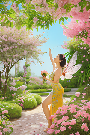 花园之美绚丽花朵与和谐自然