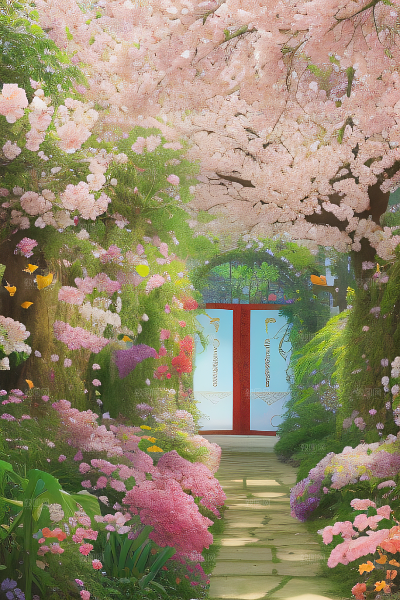 花园之美绚丽花朵与和谐自然