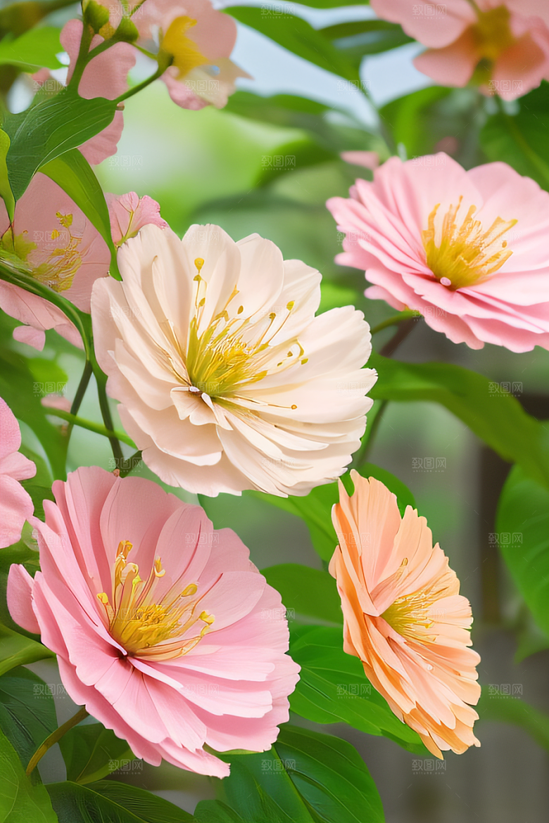 花园之美绚丽花朵与和谐自然