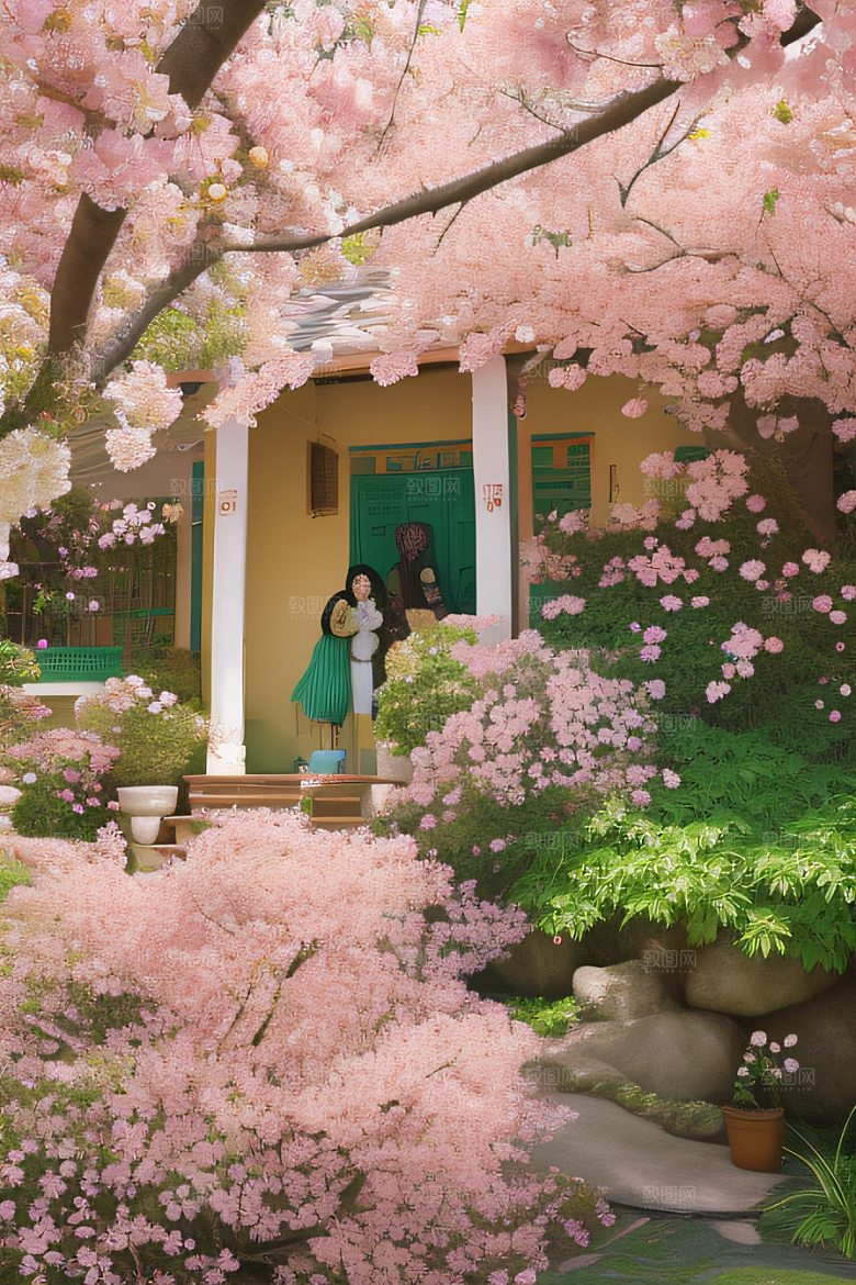 自然之境花园景色和谐斑斓