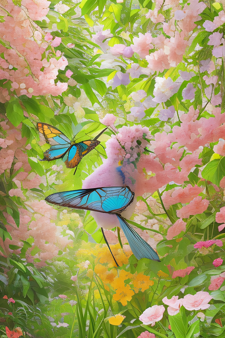 自然之境花园景色和谐斑斓
