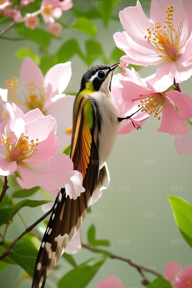 花开绽放艺术家描绘花园盛景