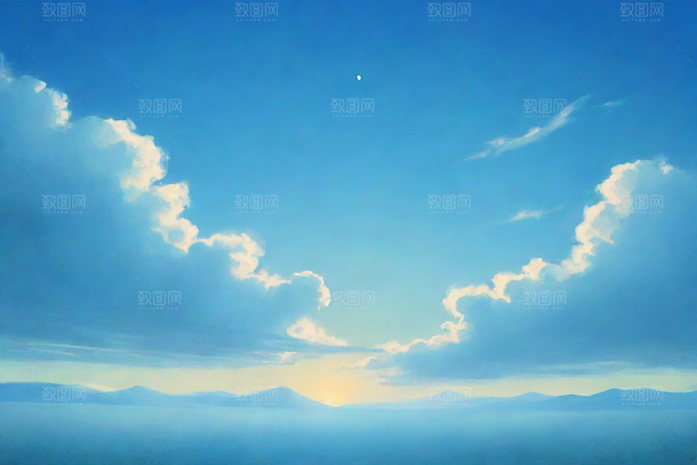 明亮蓝天下的白云草地