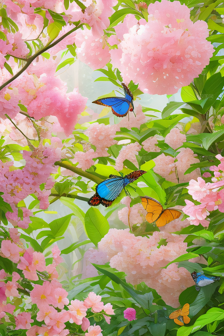 花园之美绚丽花朵与和谐自然