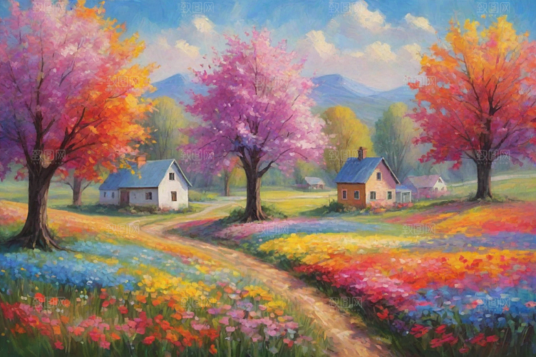 奔跑在夕阳下的山野世界插画