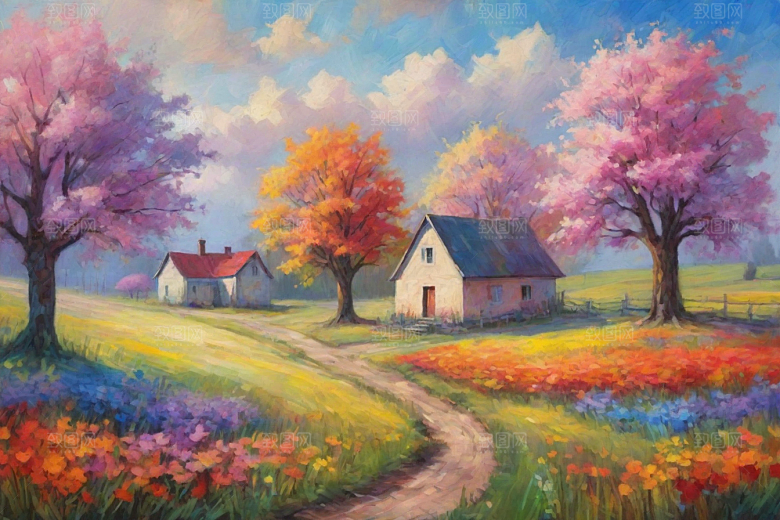 奔跑在夕阳下的山野世界插画
