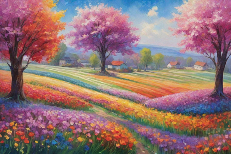 奔跑在夕阳下的山野世界插画